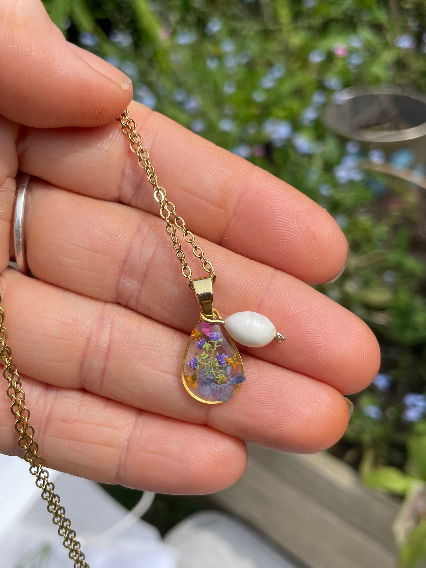 Tiny tear garden necklace