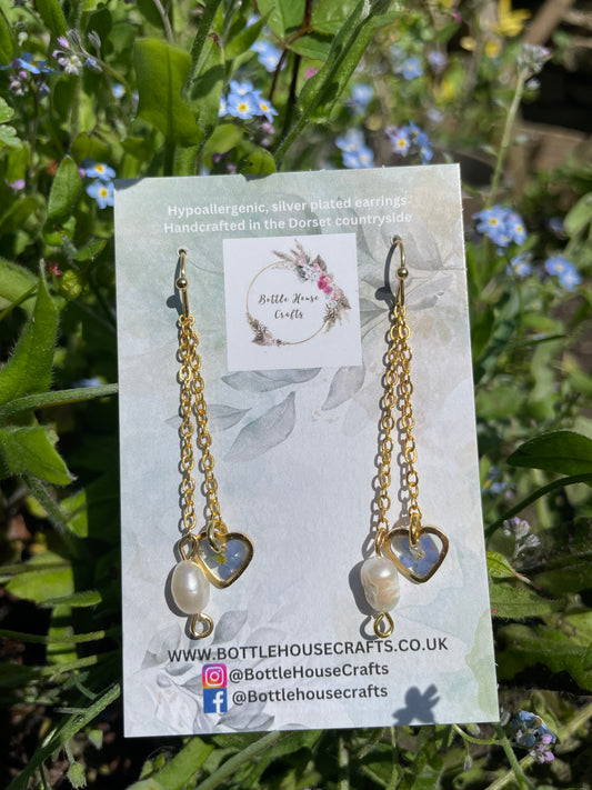 Chain drop forget me not earrings