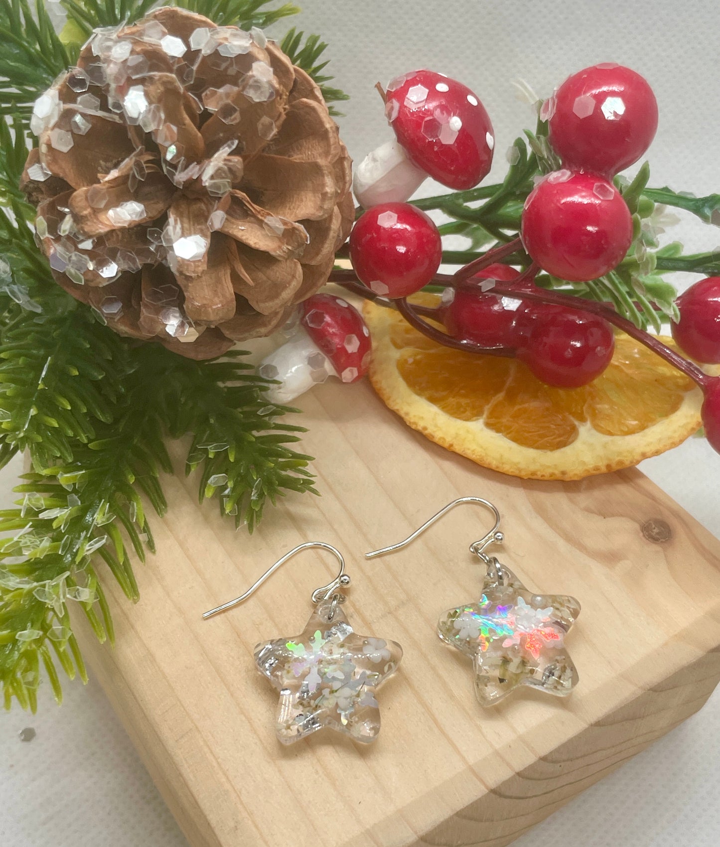 Silver soft star earrings