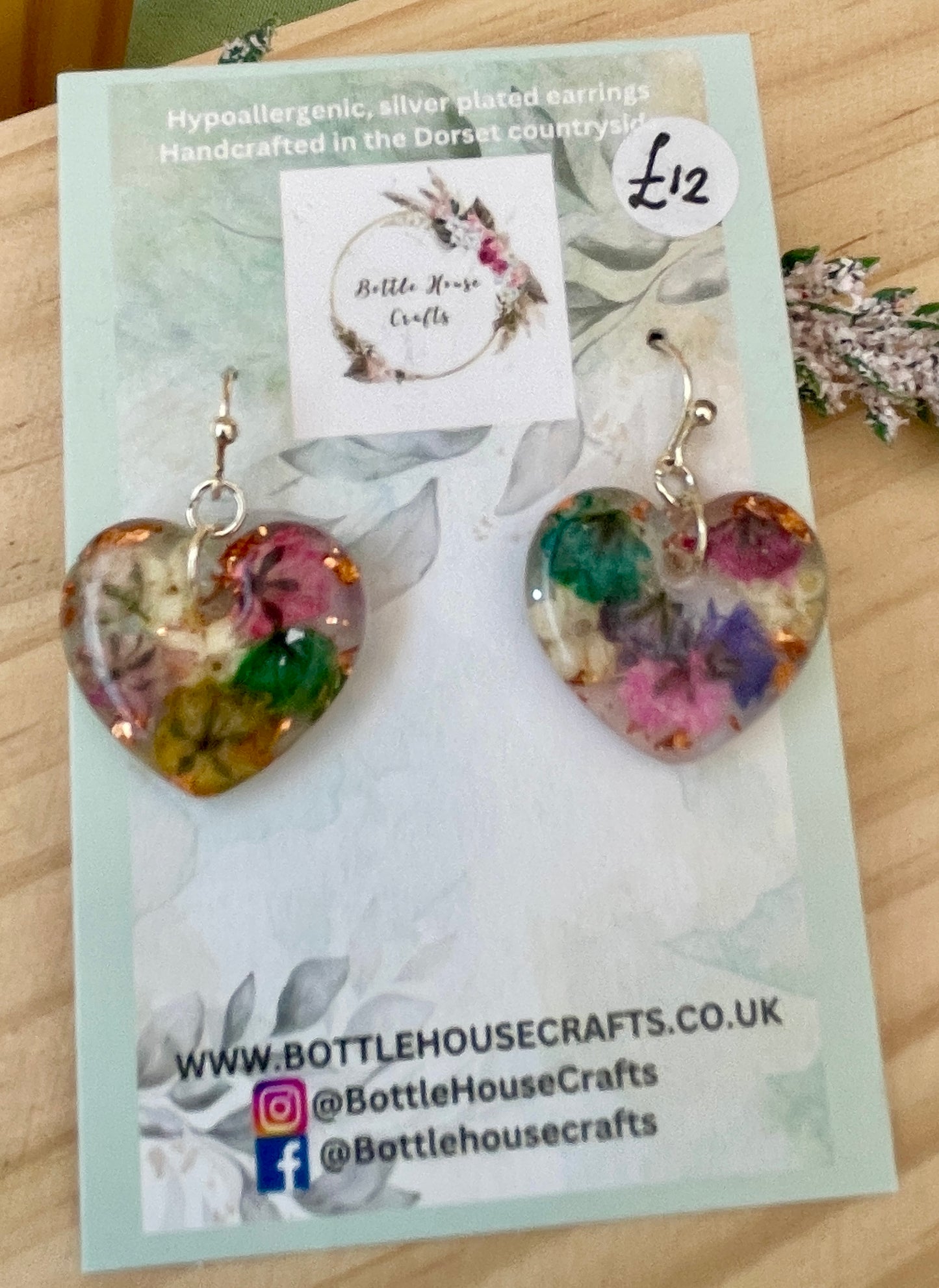 Colour burst heart earrings