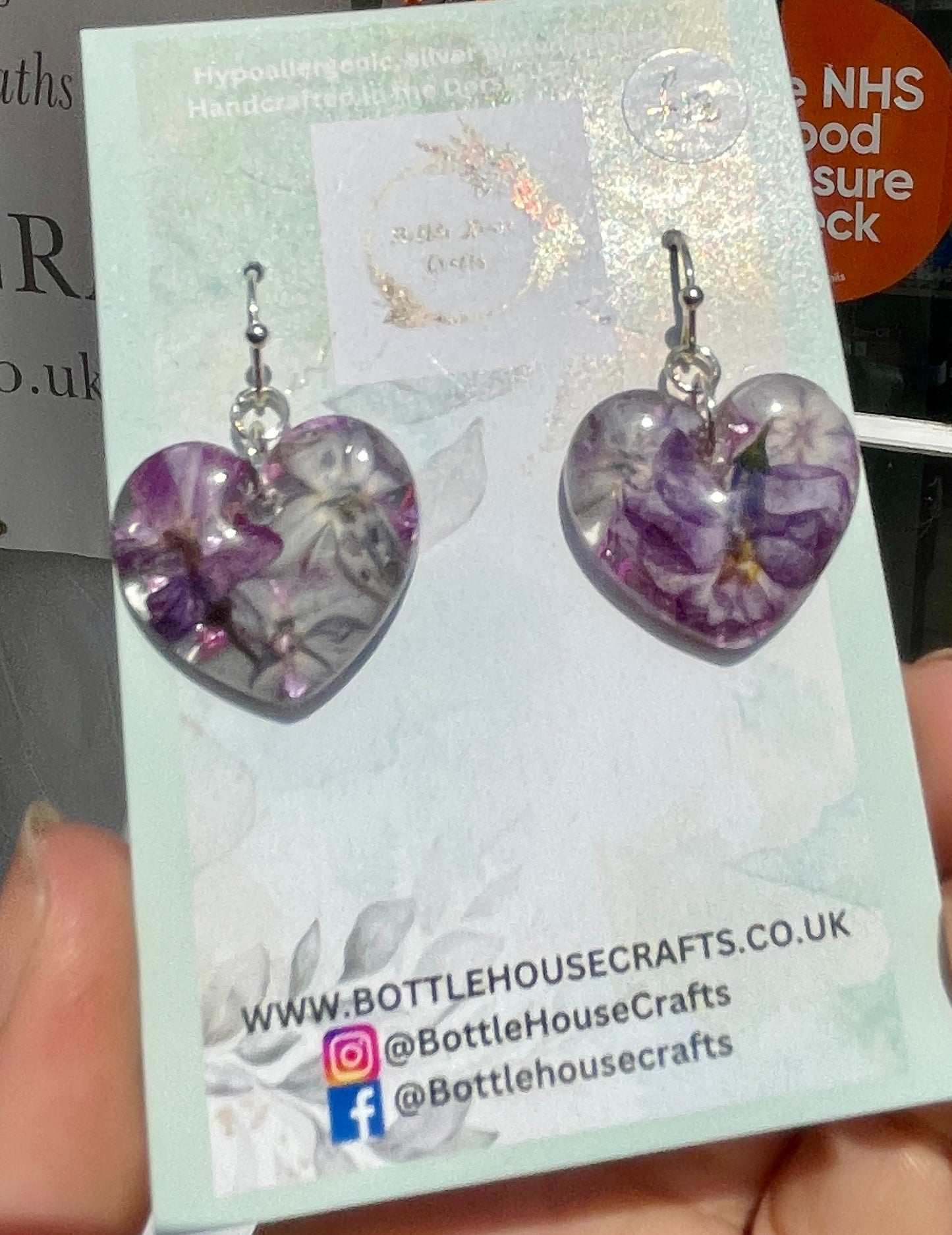 Spring lilacs heart earrings