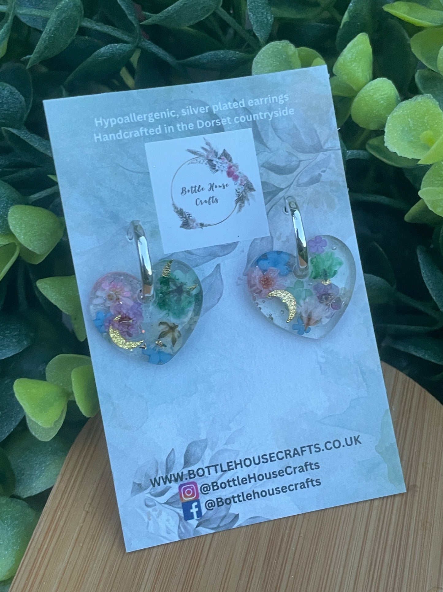 Multicoloured heart hoop earrings