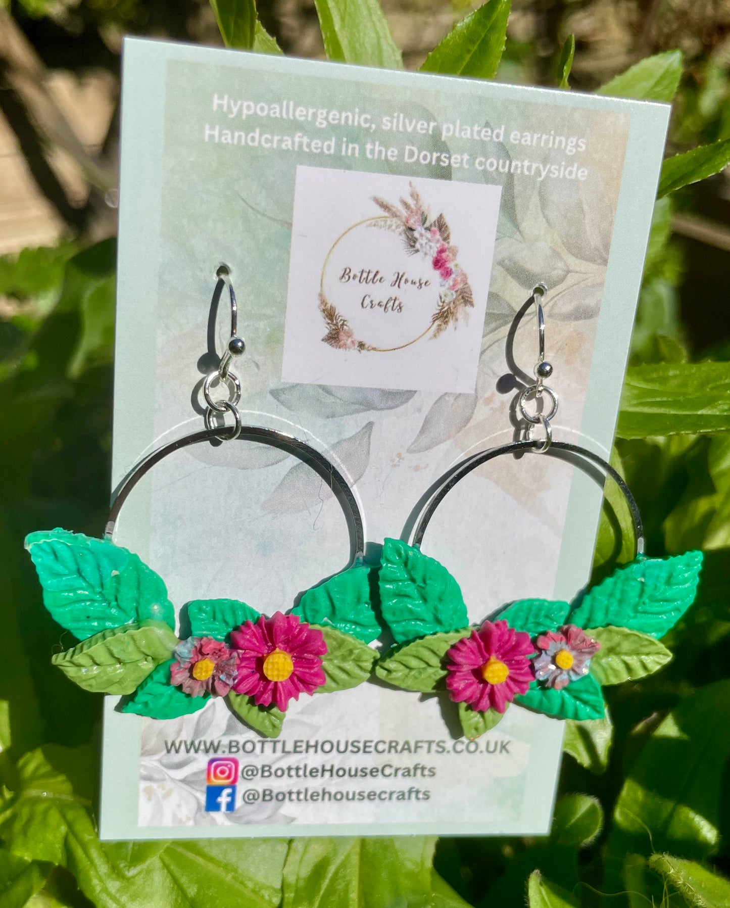 Fine floral circle earrings