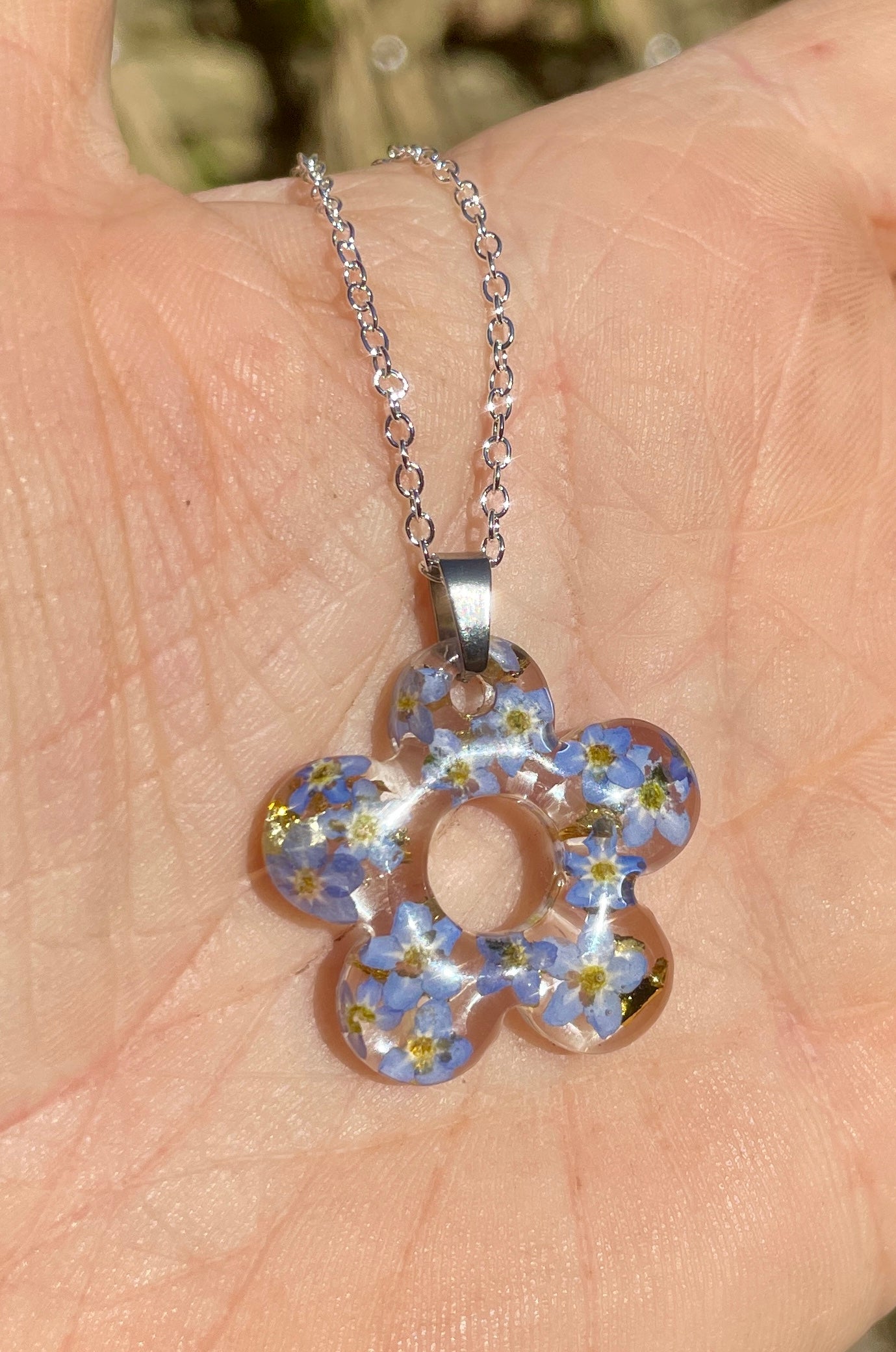 Forget me not flower necklace