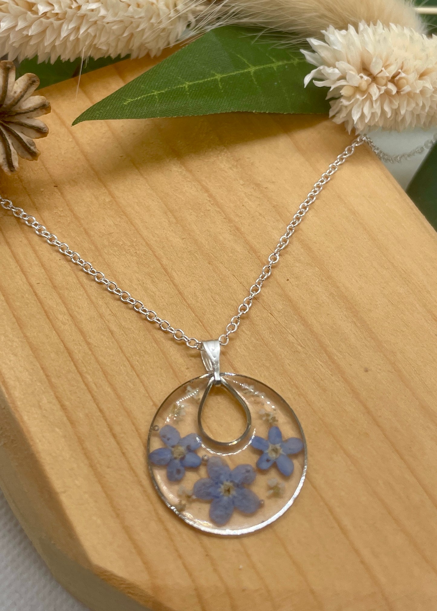 Bunch of forget me nots necklace