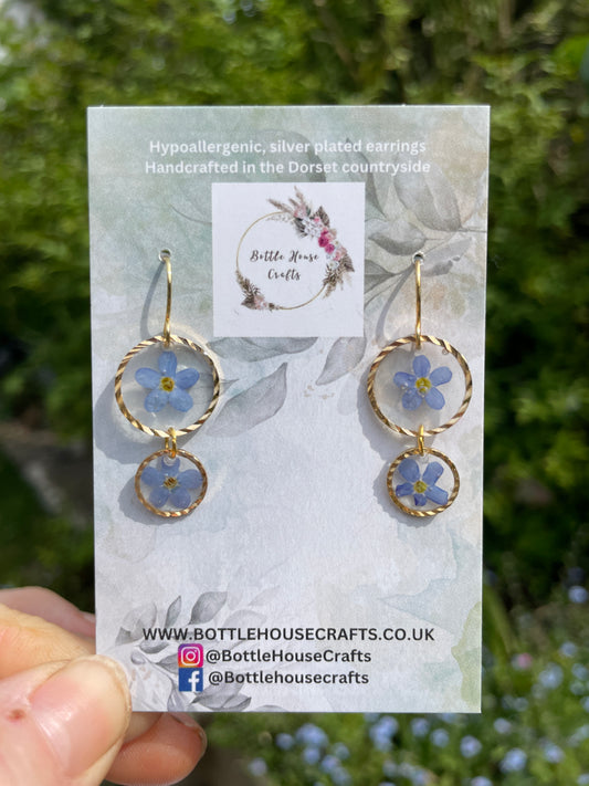 Forget me not double drop earrings