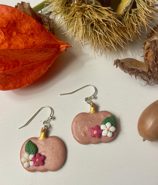 Shimmer floral pumpkin dangles