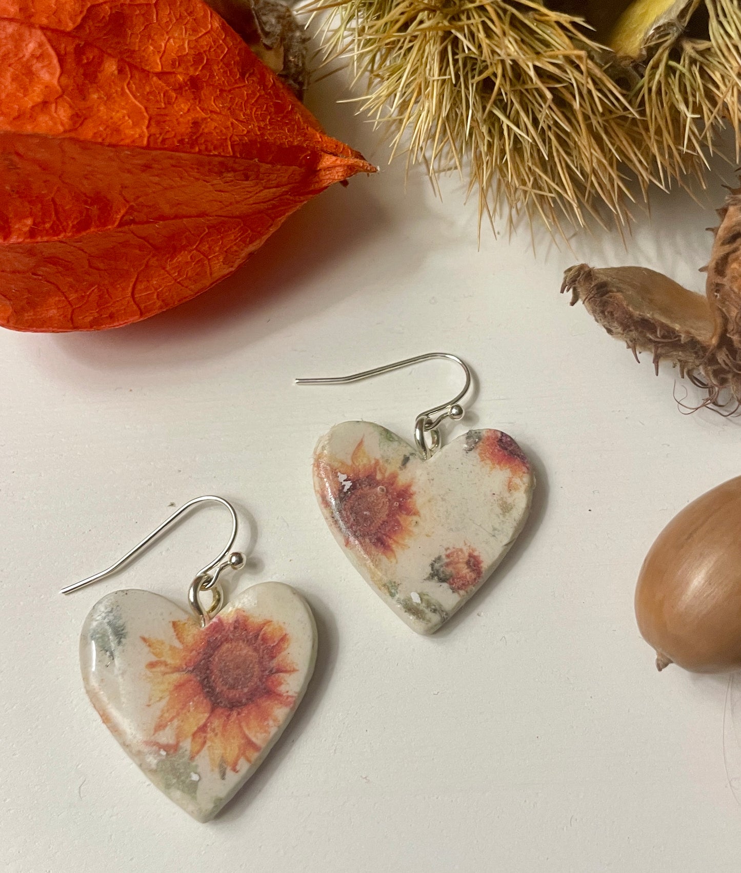 Sunflower heart dangles