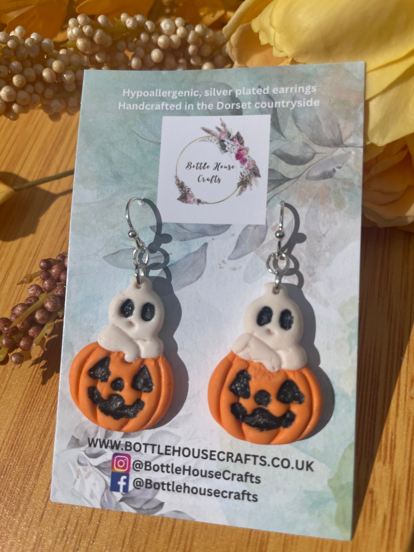 Ghostly pumpkin dangle earrings