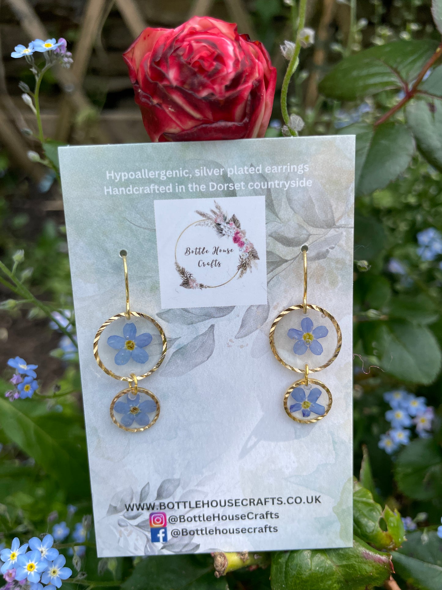 Forget me not double drop earrings
