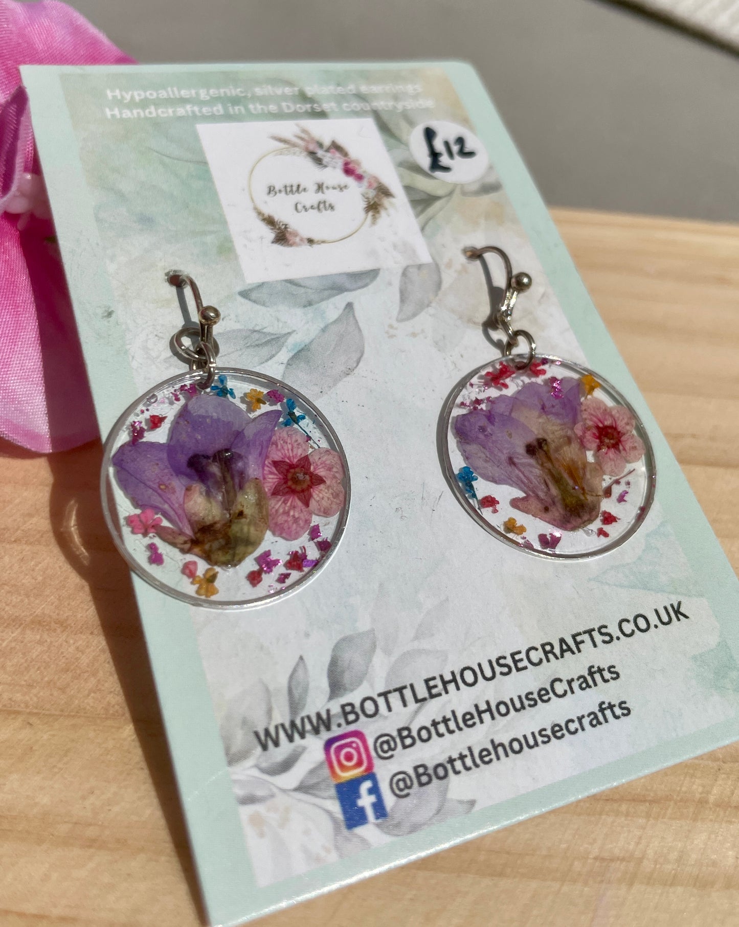 Bright floral circle earrings