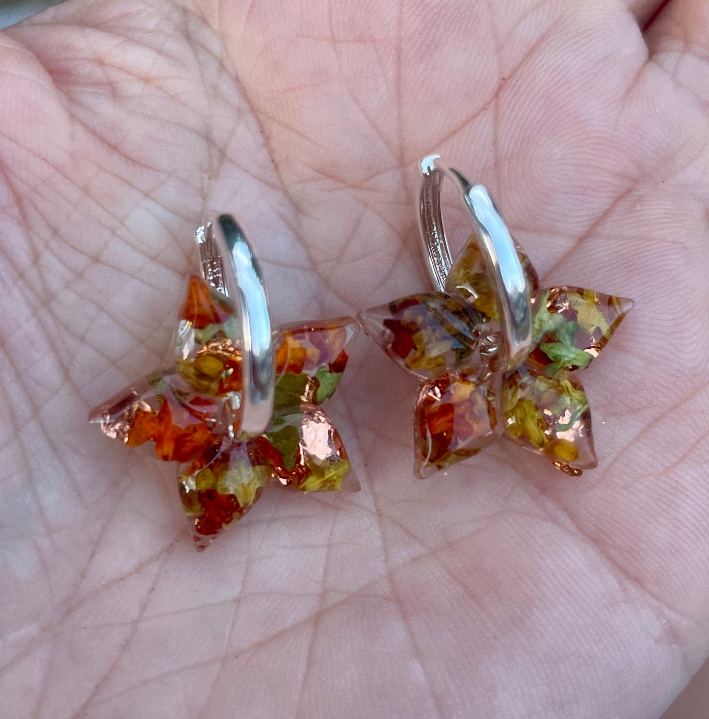 Soft star autumn leaf earrings