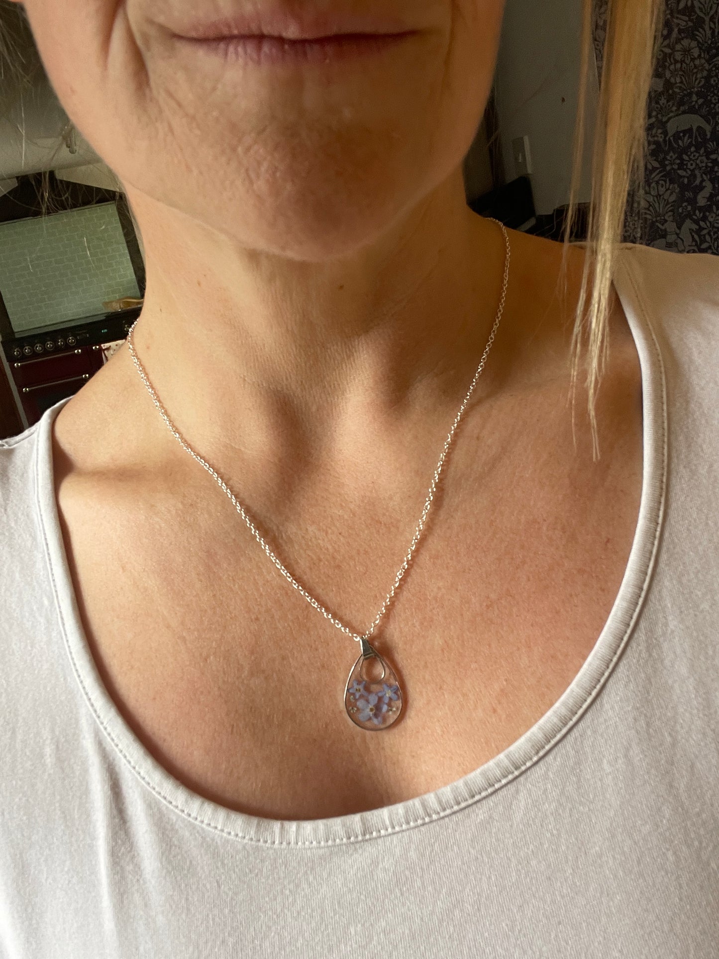 Forget me not teardrop necklace