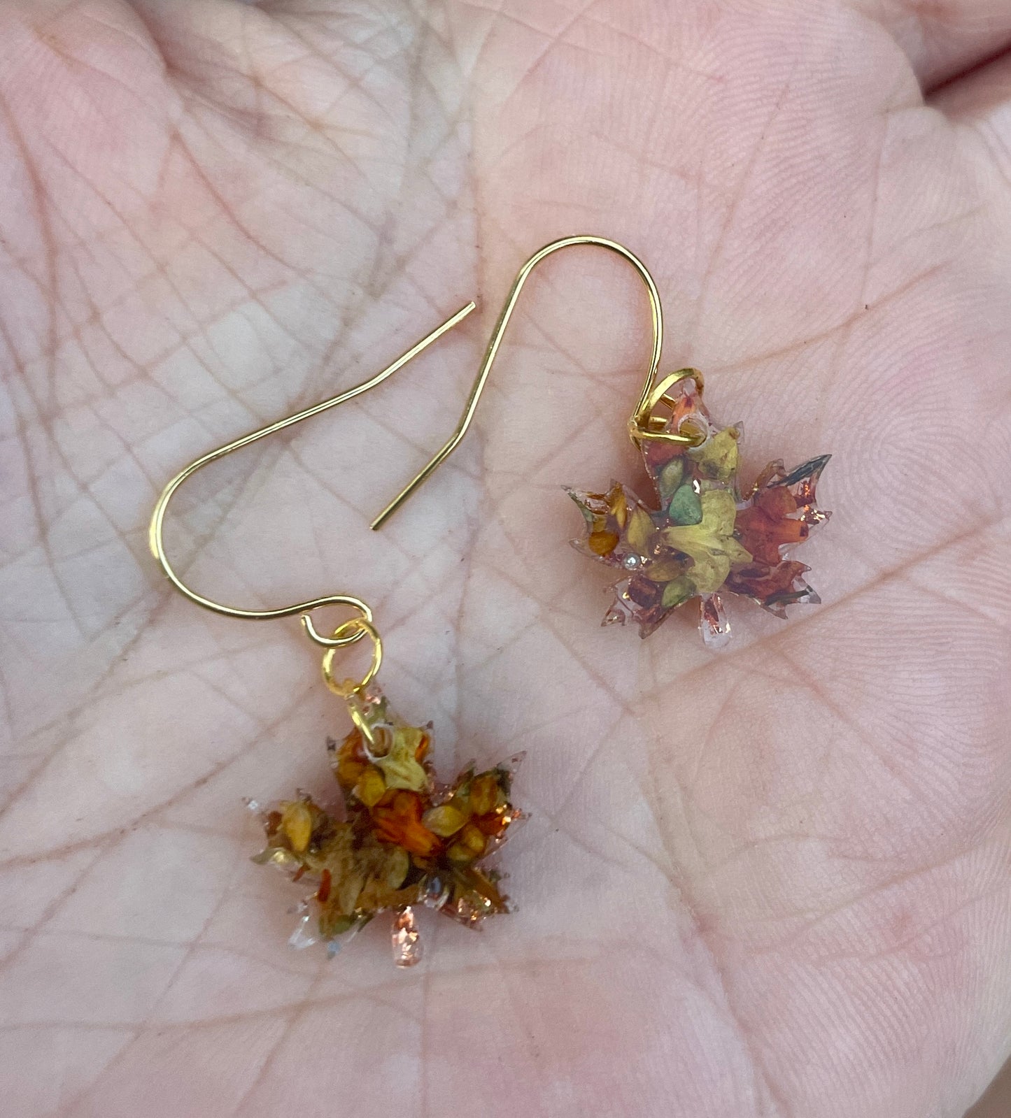 Tiny maple leaf earrings