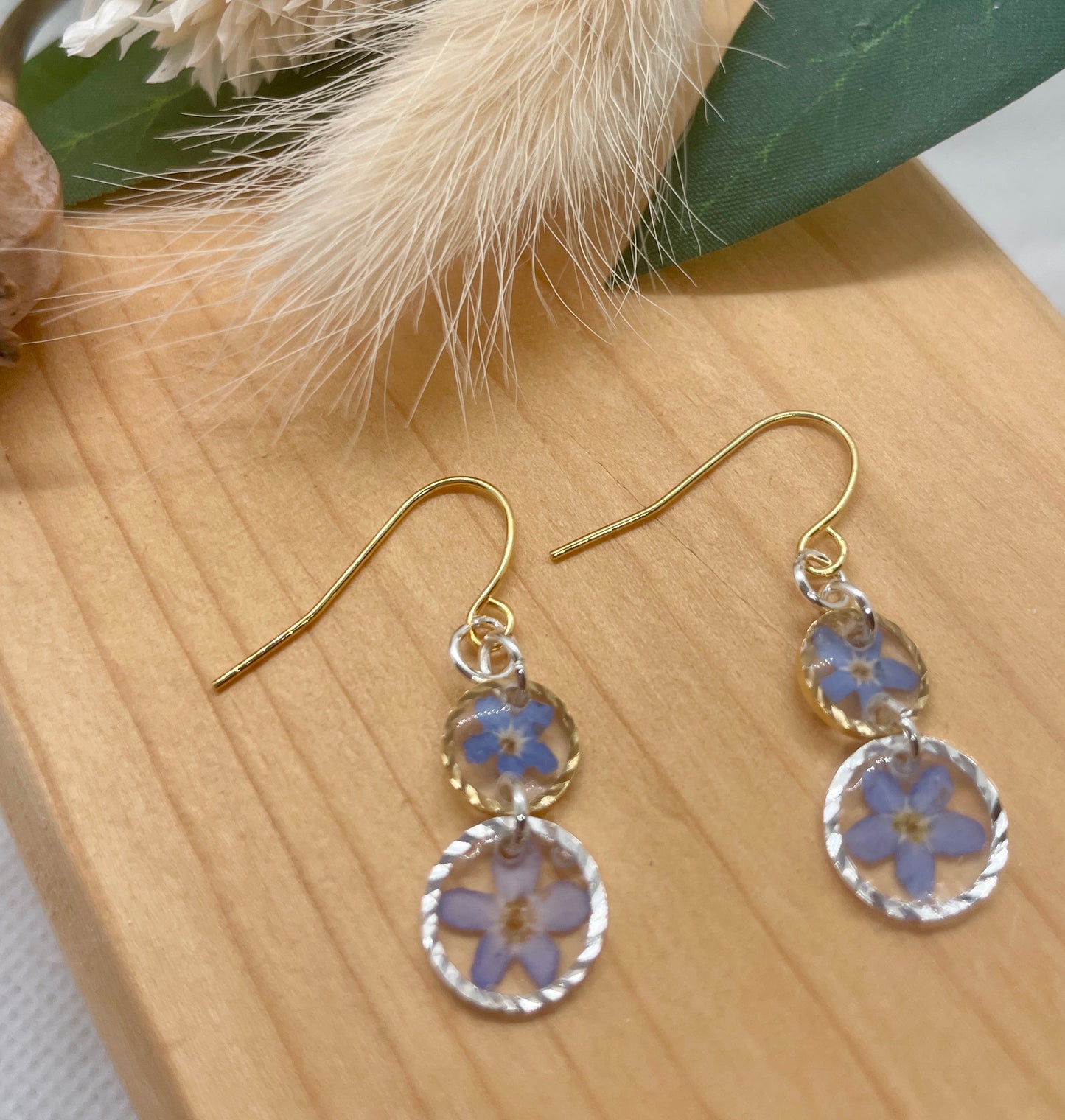 Gold and silver forget me not double drops