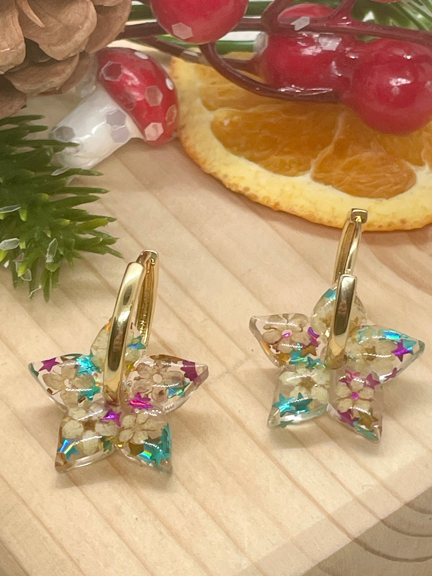 Christmas light star hoop earrings
