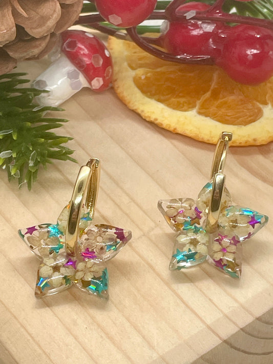 Christmas light star hoop earrings
