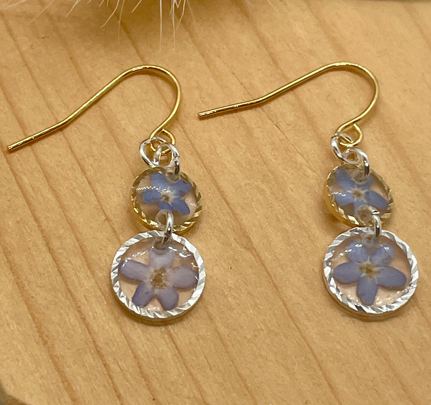 Gold and silver forget me not double drops