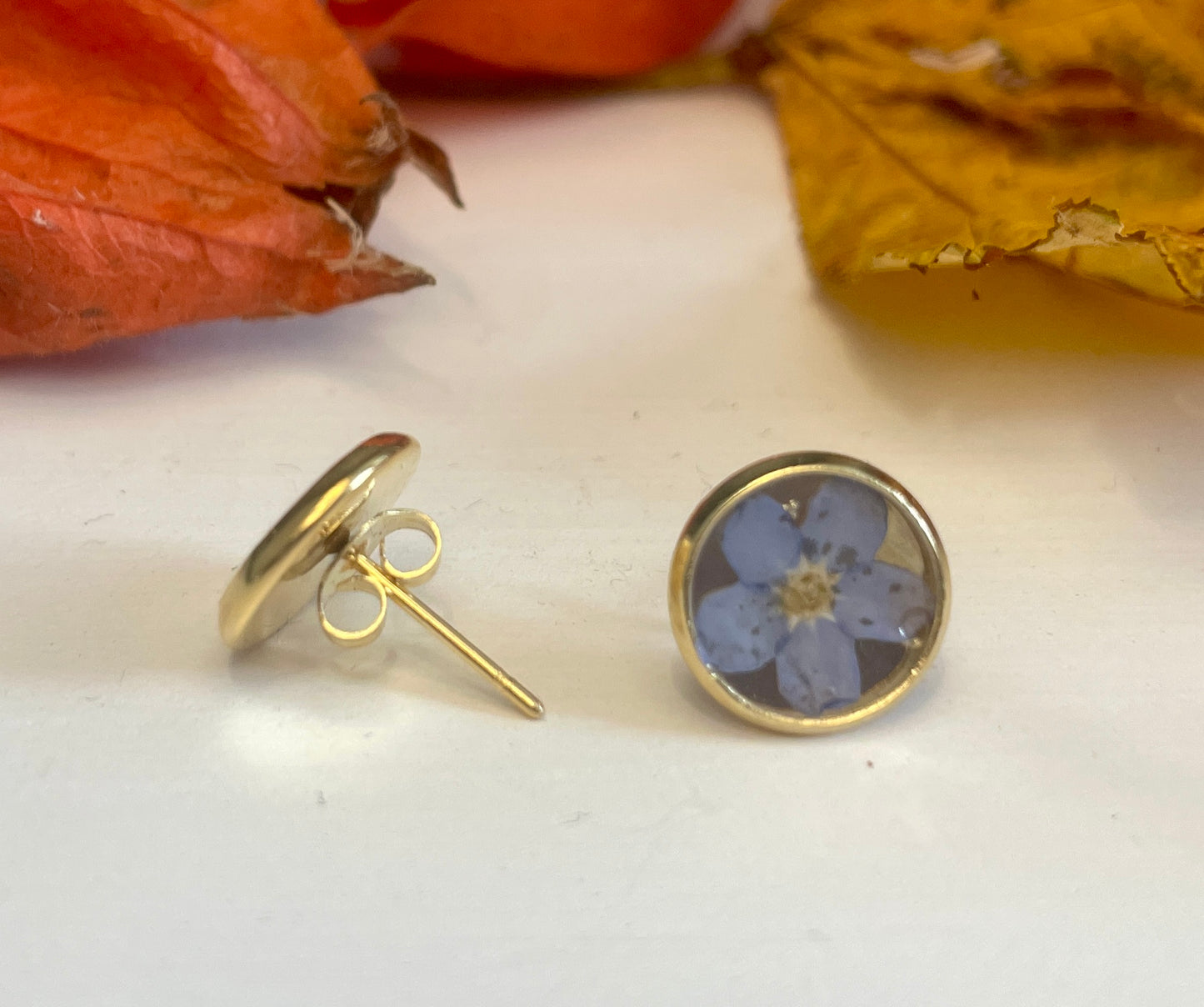 Forget me not gold studs