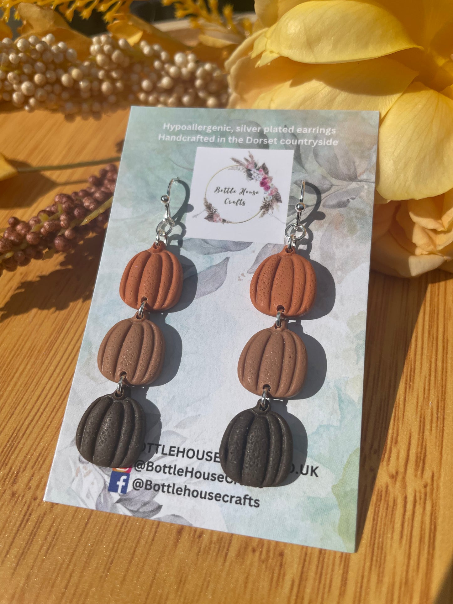 Triple drop pumpkin dangles