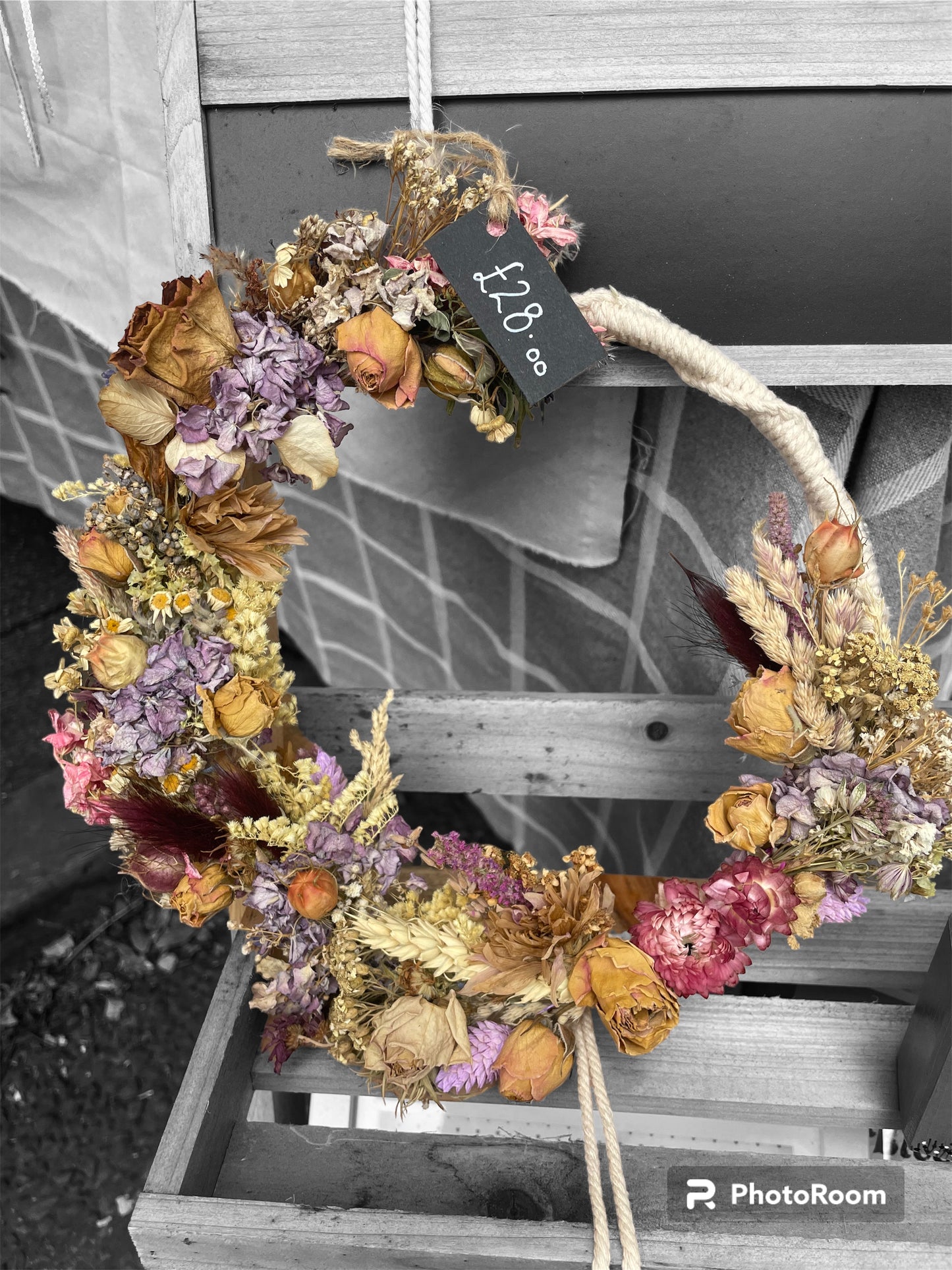 Dried flower wreath