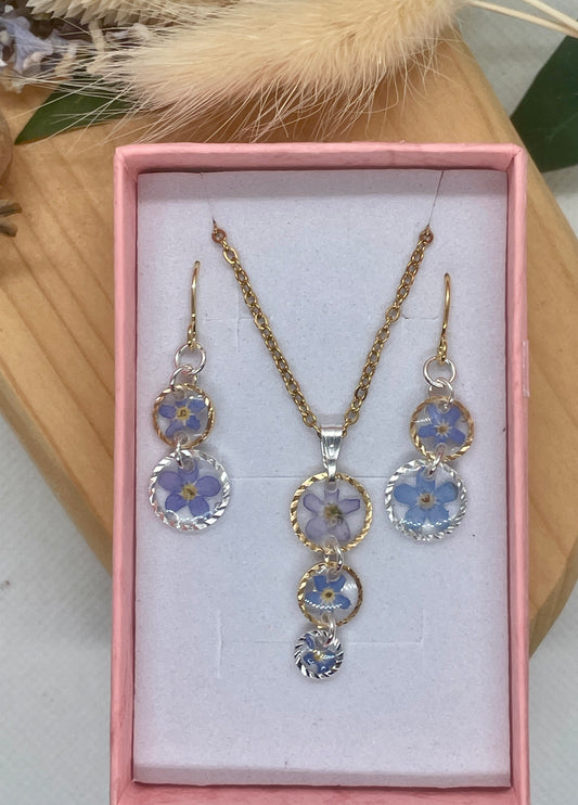 Gold and silver mix forget me not set