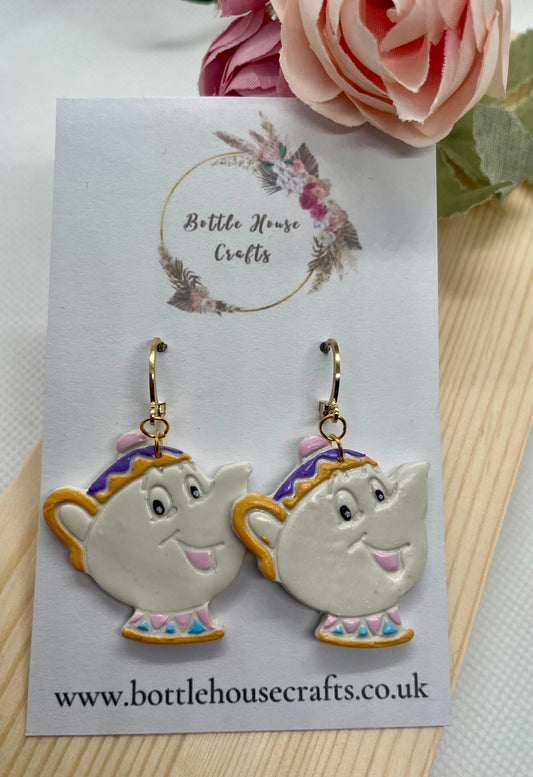 Mrs Potts dangle earrings