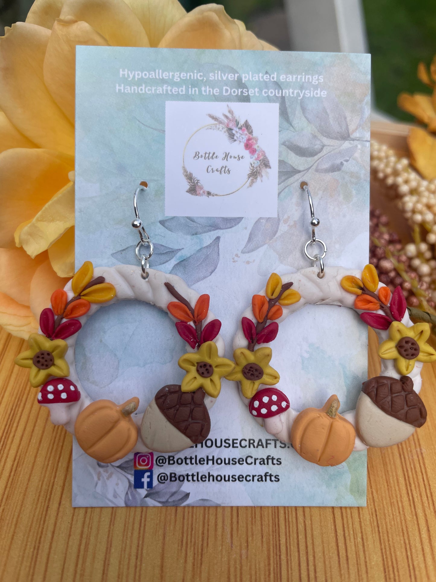 Autumn wreath earrings