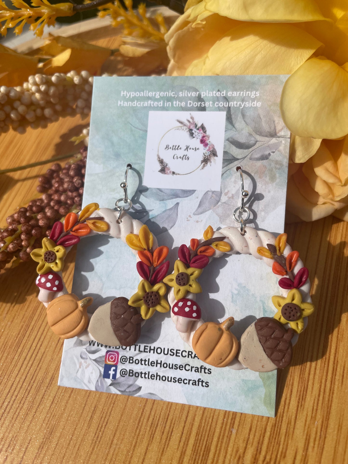 Autumn wreath earrings