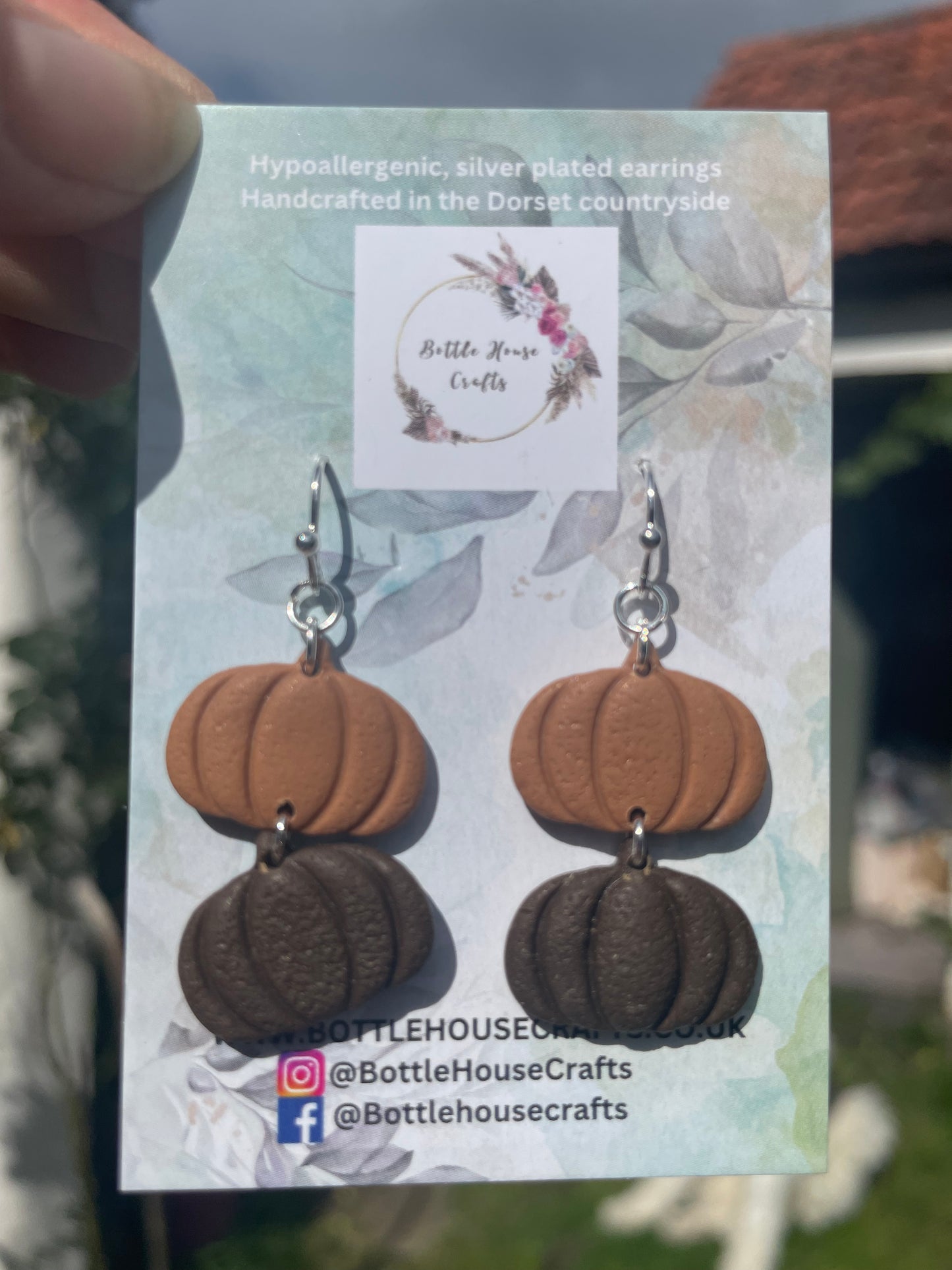 Double drop pumpkin earrings