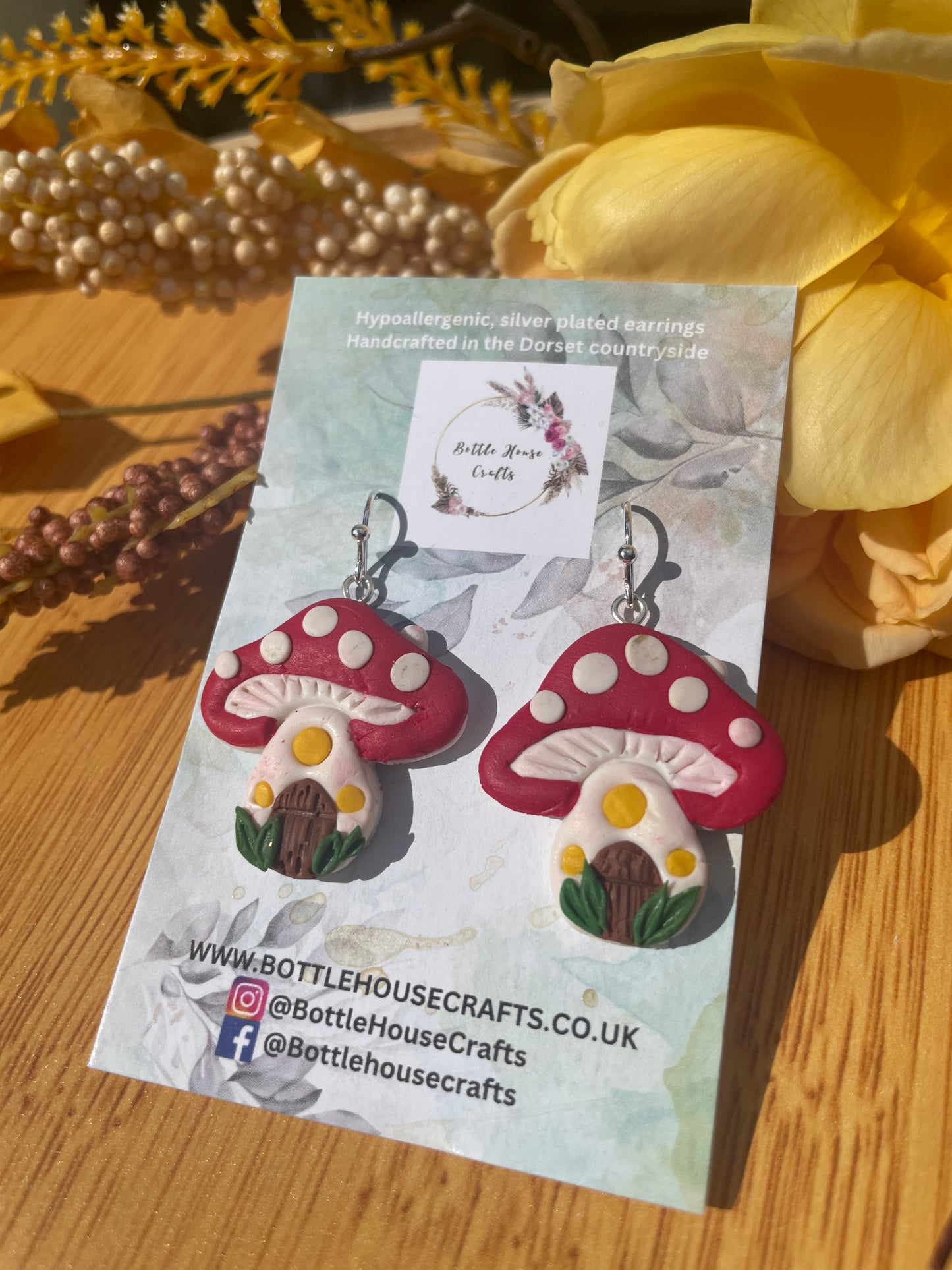 Toadstool earrings - red tops