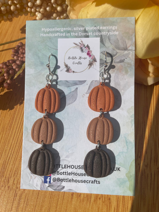 Pumpkin trio drop earrings