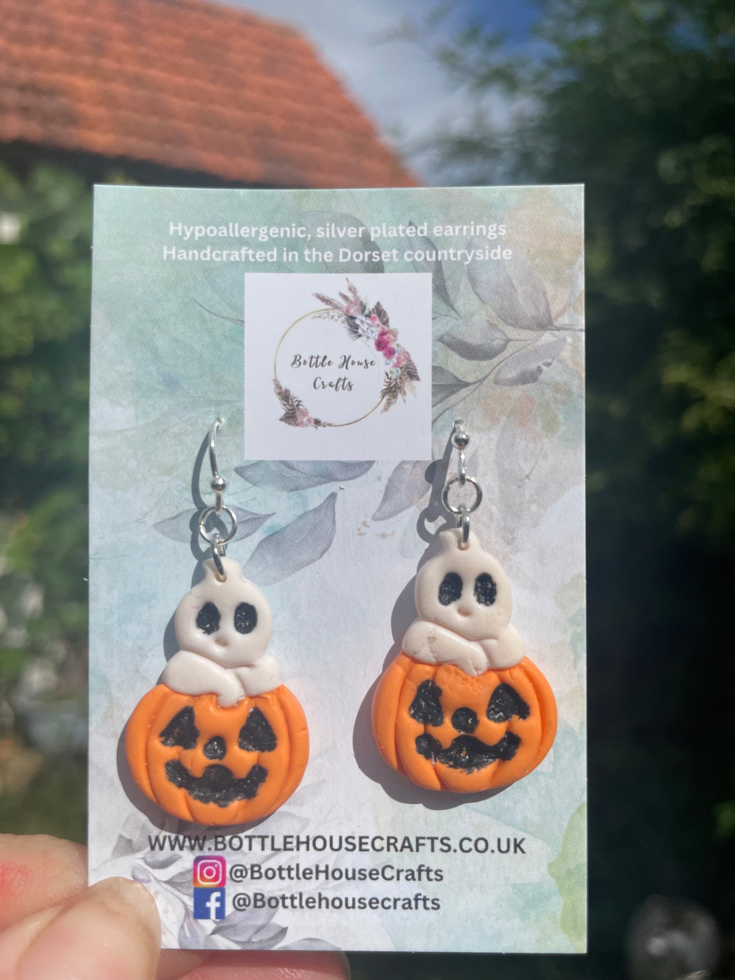 Ghost pumpkin earrings