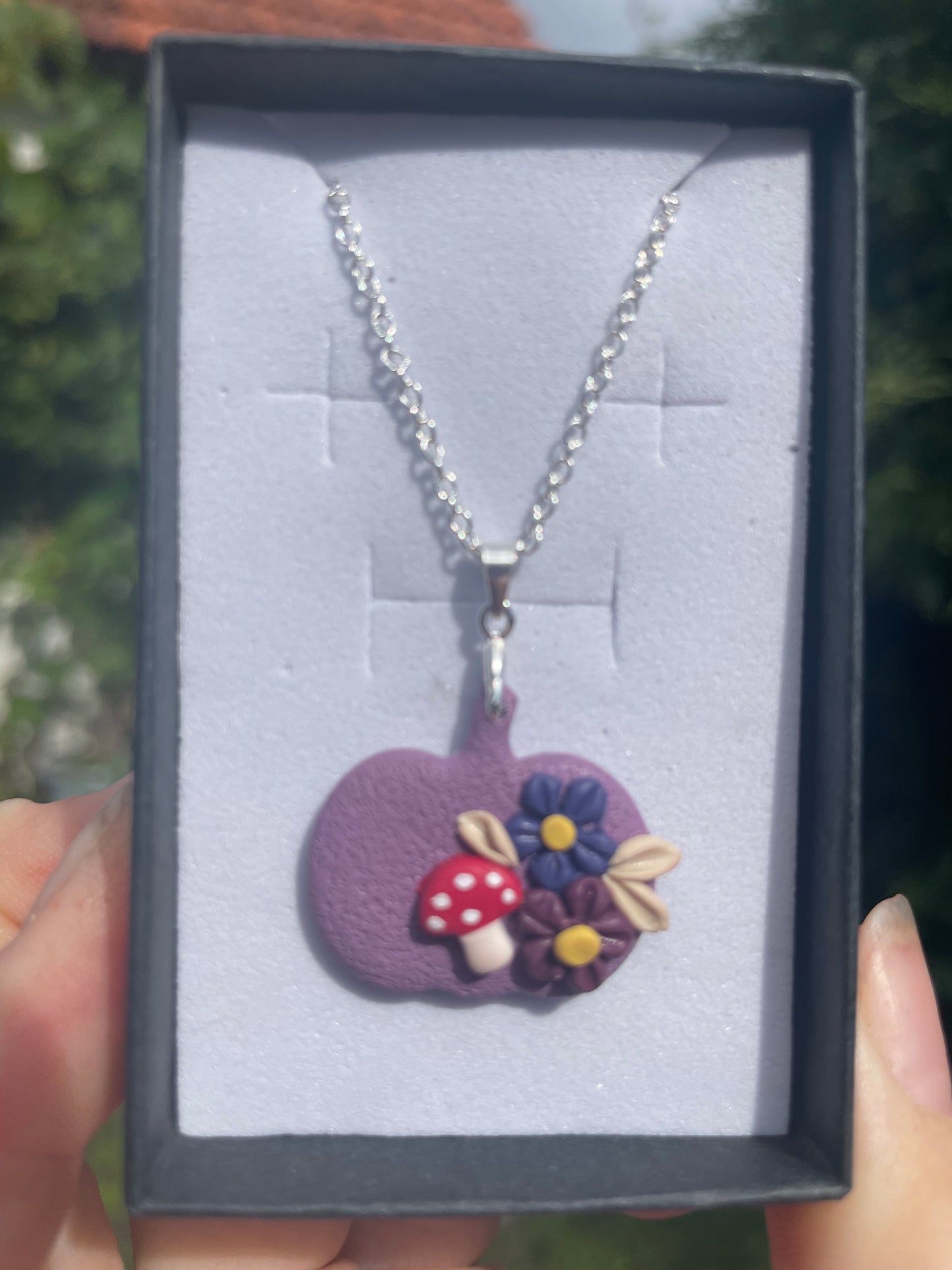 Purple pumpkin necklace