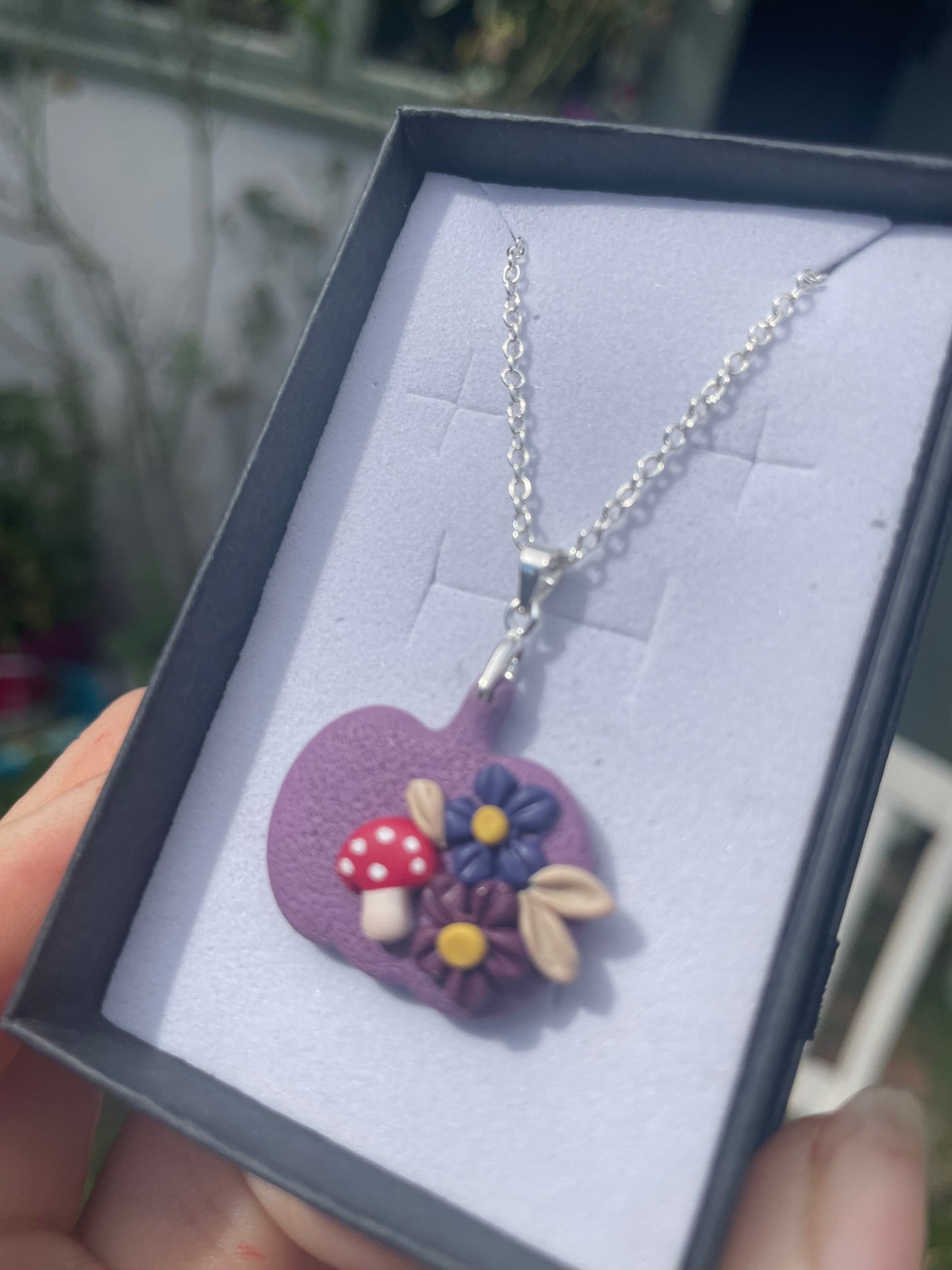 Purple pumpkin necklace