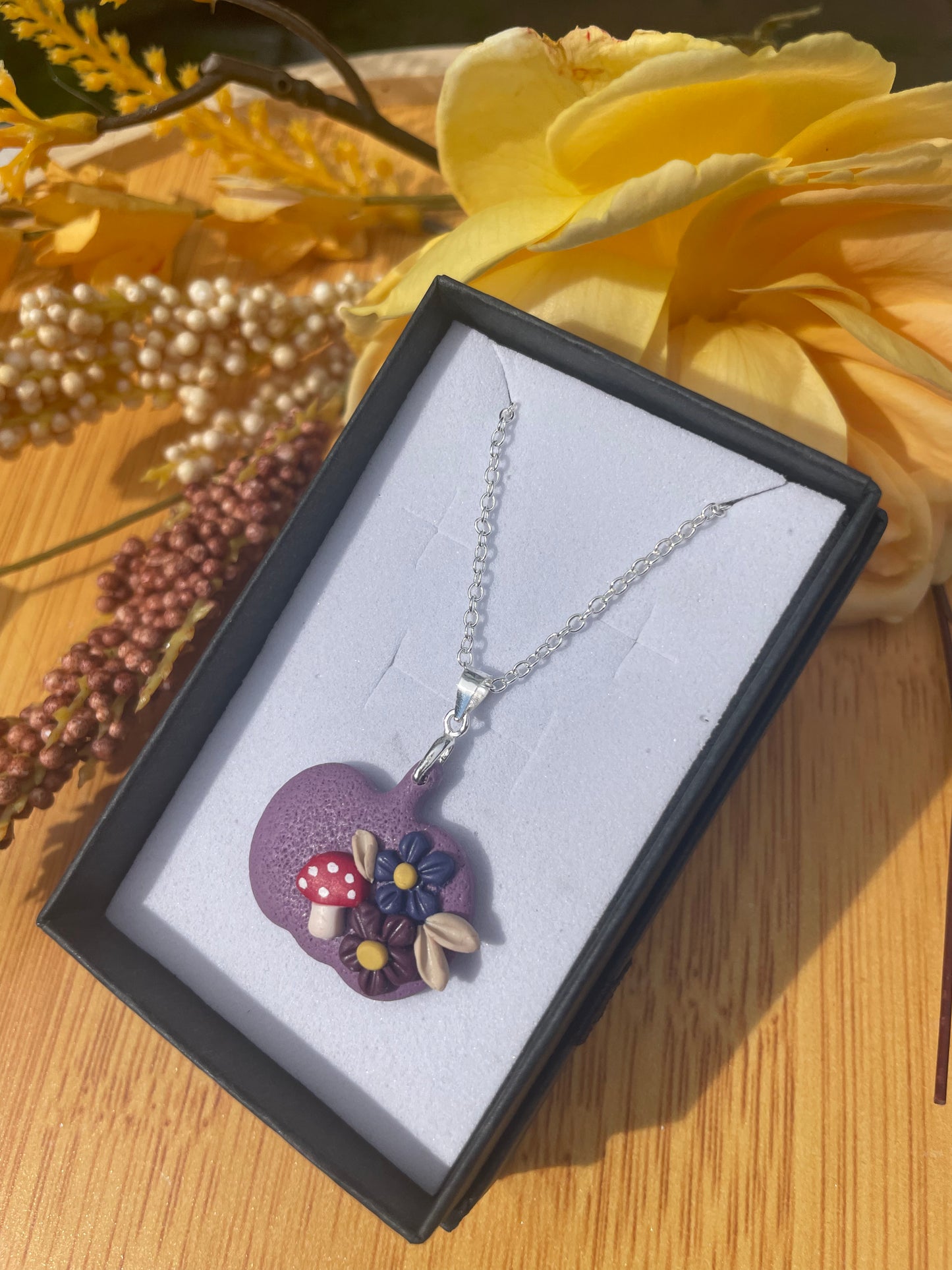 Purple pumpkin necklace